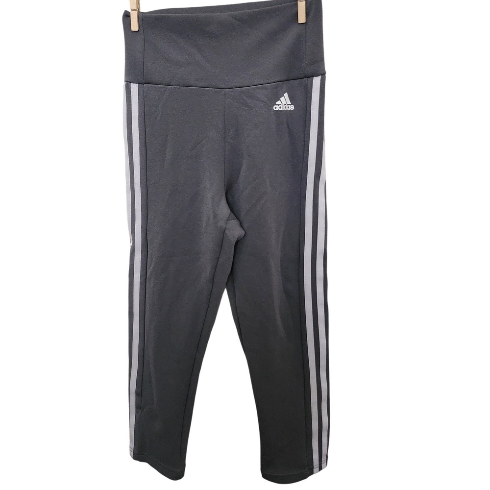 Adidas Aeroready Gray 3-Stripe High Waisted Capri Leggings Womens Small